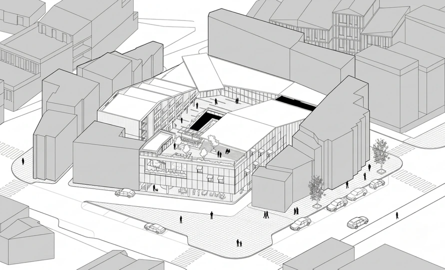 City Rooms, interior perspective