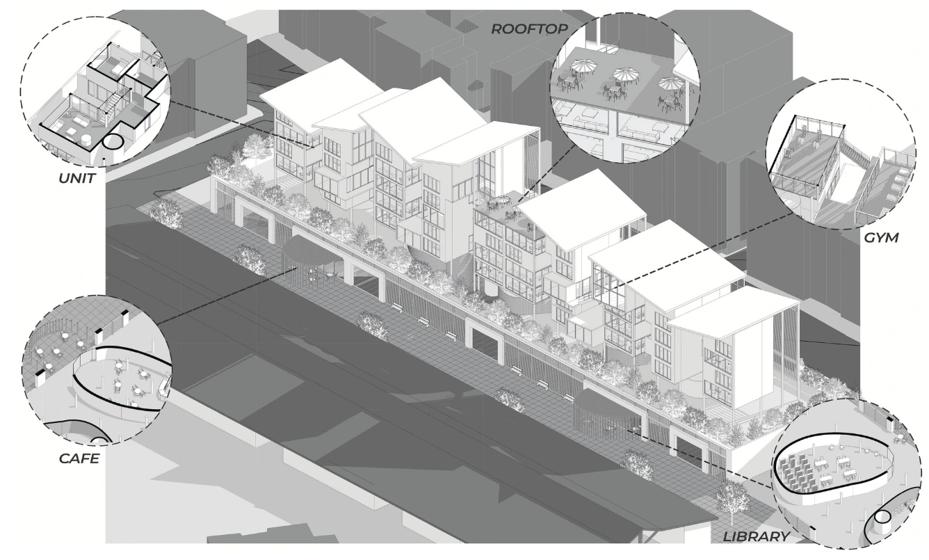 Reconceptualize Urban Mass Housing, section through the atrium