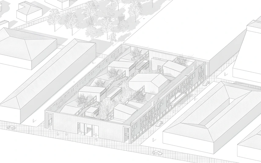 The Civic District, axonometric view