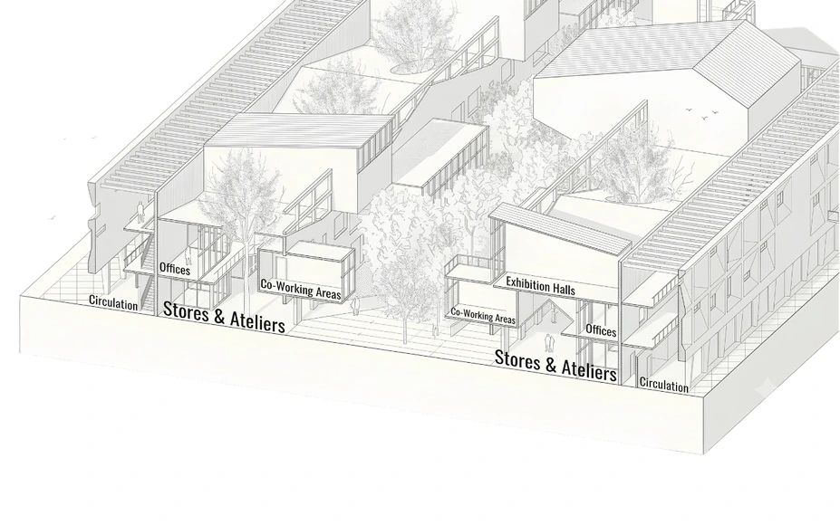 The Civic District, axonometric view